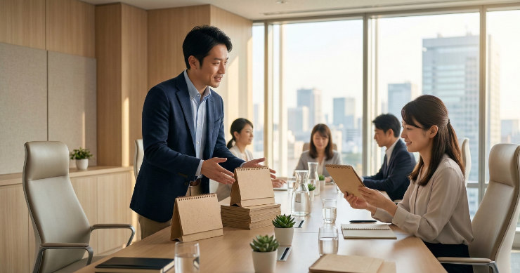 企業ノベルティとして使われる環境配慮型の卓上エコカレンダー