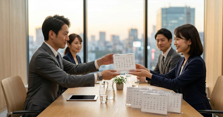 企業ノベルティとして配布されるプラケース卓上カレンダー